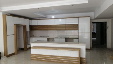 photo 2024 05 27 22 20 57 نمونه کار کابینت های گلاس سفید + فرامید طرح چوب